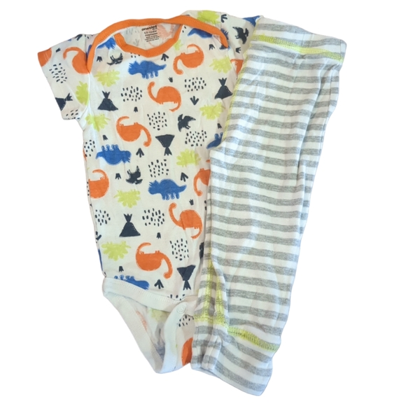 🍁2/$7🍁ONESIE Multicolor Dinosaur Stripes Print Outfit - Picture 1 of 4